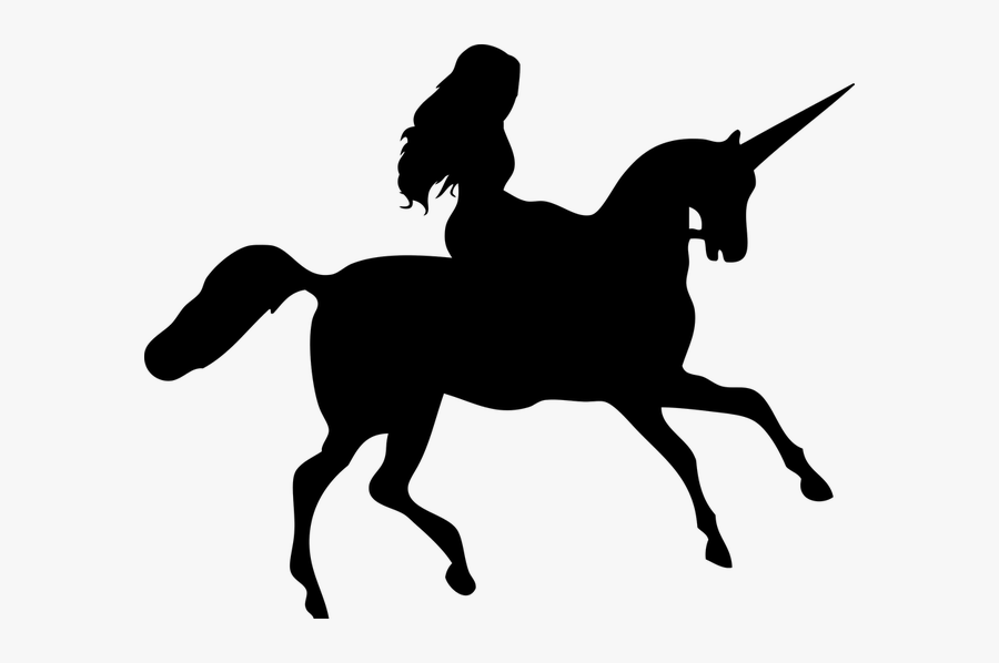 Animal, Animals, Fantasy, Horse, Mythological, Riding - Fairy And Unicorn Silhouette, Transparent Clipart