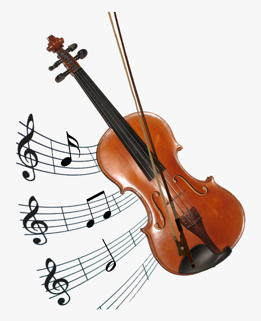 Violin Musical Instruments Bow Double Bass Silhouette - Violin With Music Notes, Transparent Clipart