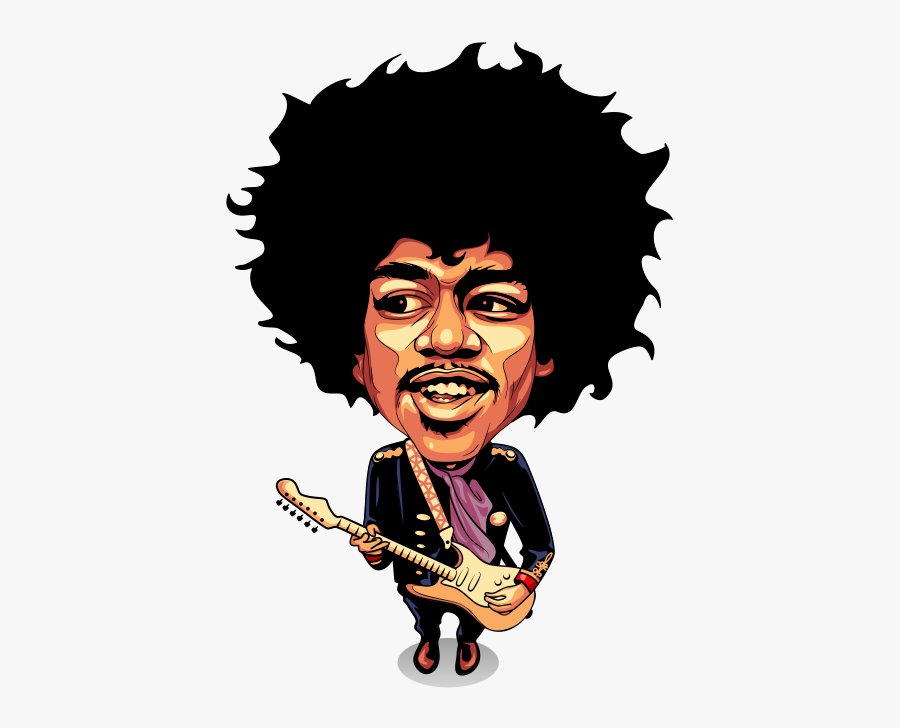 Jimi Hendrix Caricature Cartoon Drawing - Jimi Hendrix Caricature, Transparent Clipart