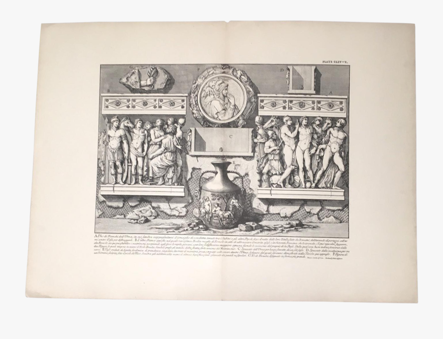 Drawing History Piranesi - Roman Antiquities, T. 2, Plate Xxxv. Rear Of The Previous, Transparent Clipart