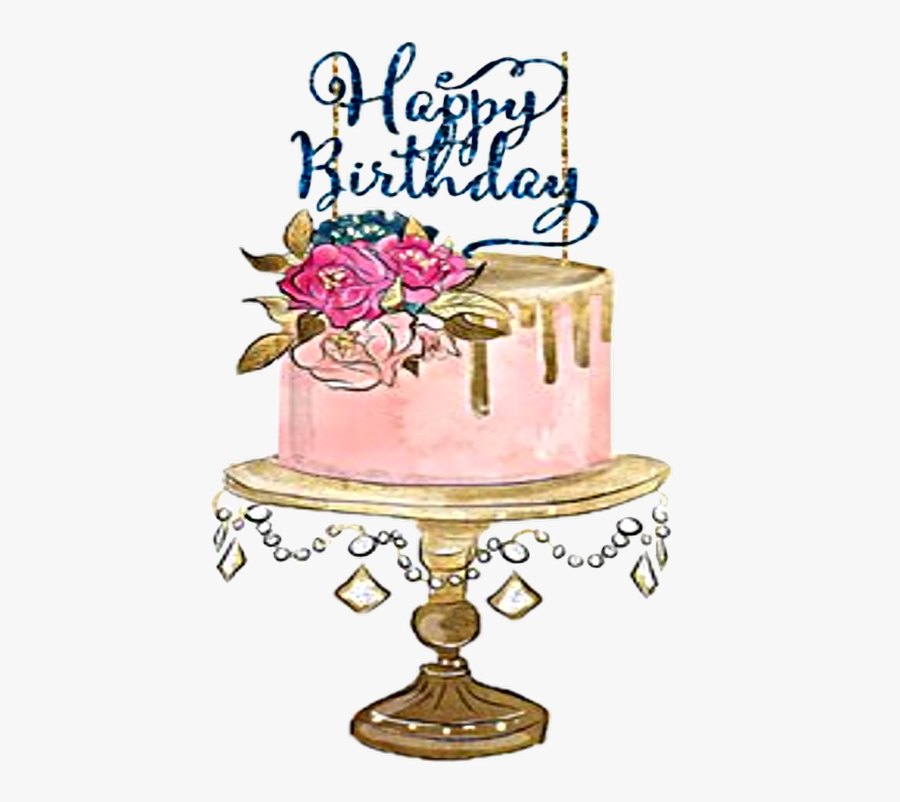 Watercolor Cake Birthday Happybirthday Png Freetoedit - Cartoon, Transparent Clipart
