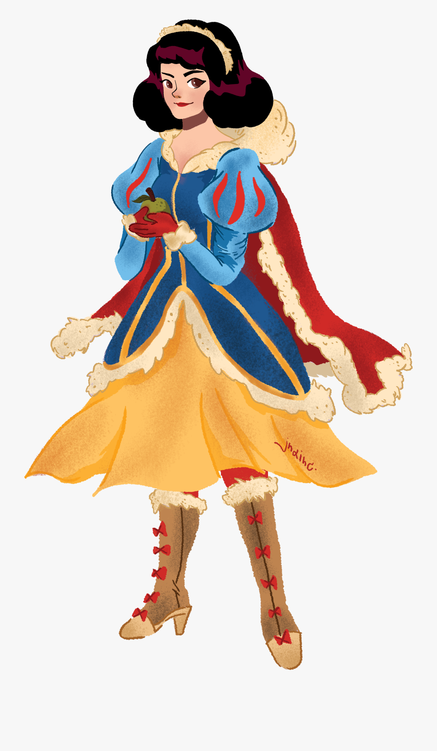 Snow White In Winter Warrior Clothes - Snow White And The Seven Dwarfs, Transparent Clipart