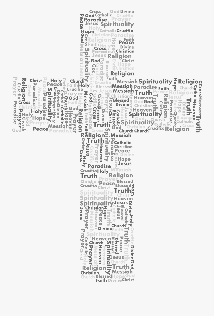 Jesus Cross Word Cloud Grayscale Clip Arts - Design Of Cross Of Jesus, Transparent Clipart