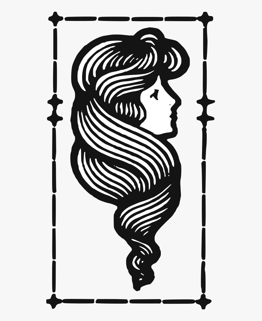 Woman Swirly Hair - Art Nouveau Clip Art, Transparent Clipart