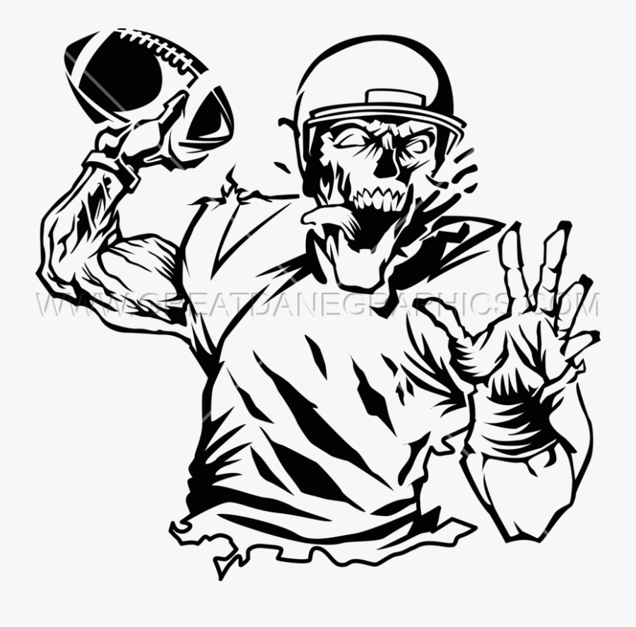 Quarterback Production Ready Artwork - Zombie Black And White Clipart, Transparent Clipart