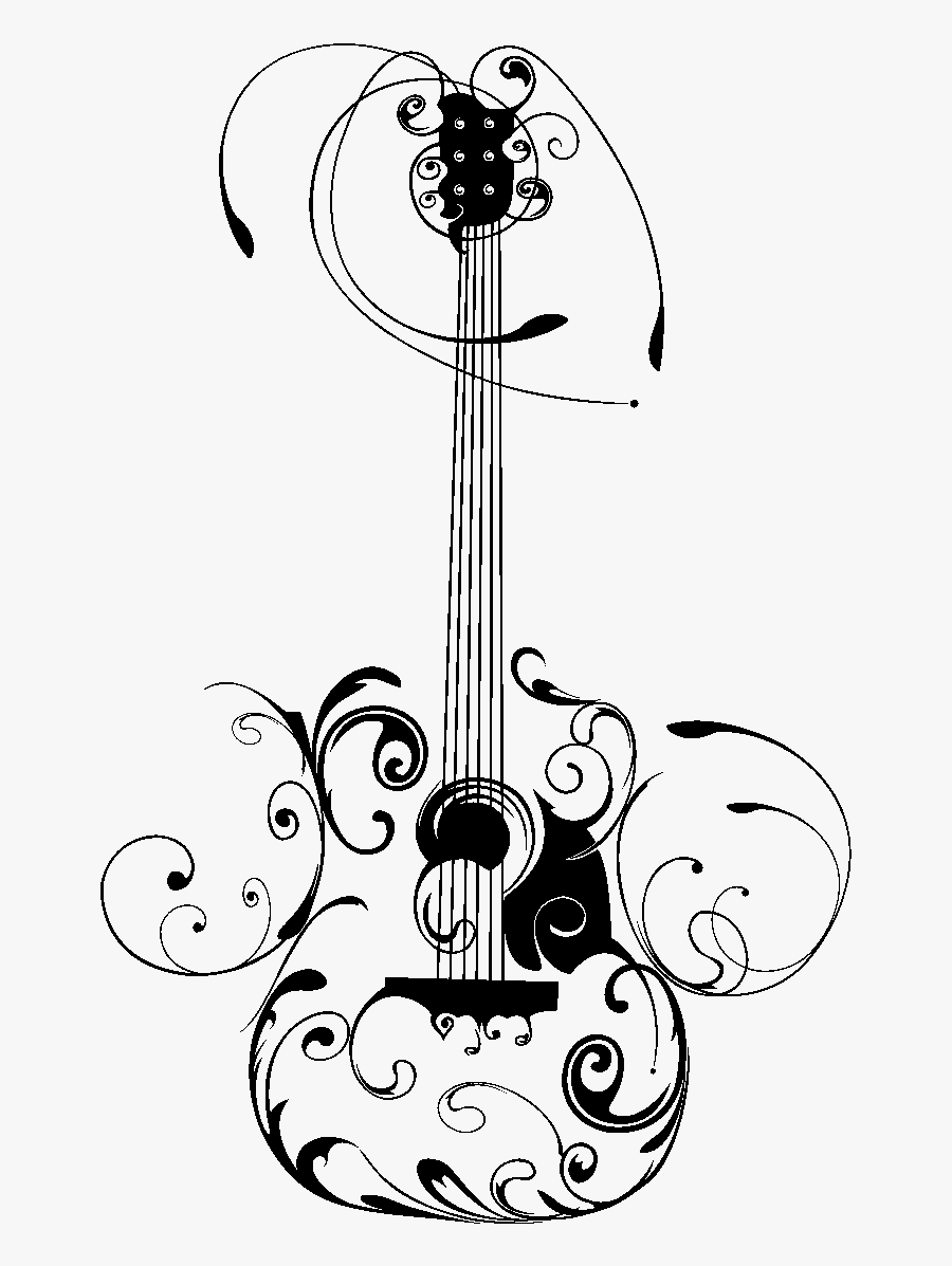Clipart Gratuit Guitare - Art Guitar Drawing, Transparent Clipart