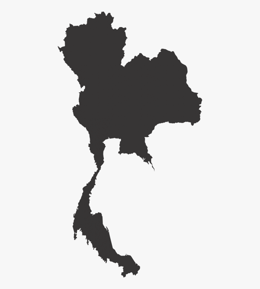 Thailand Map Map Vector Silhouette - Thailand Map Vector Png, Transparent Clipart