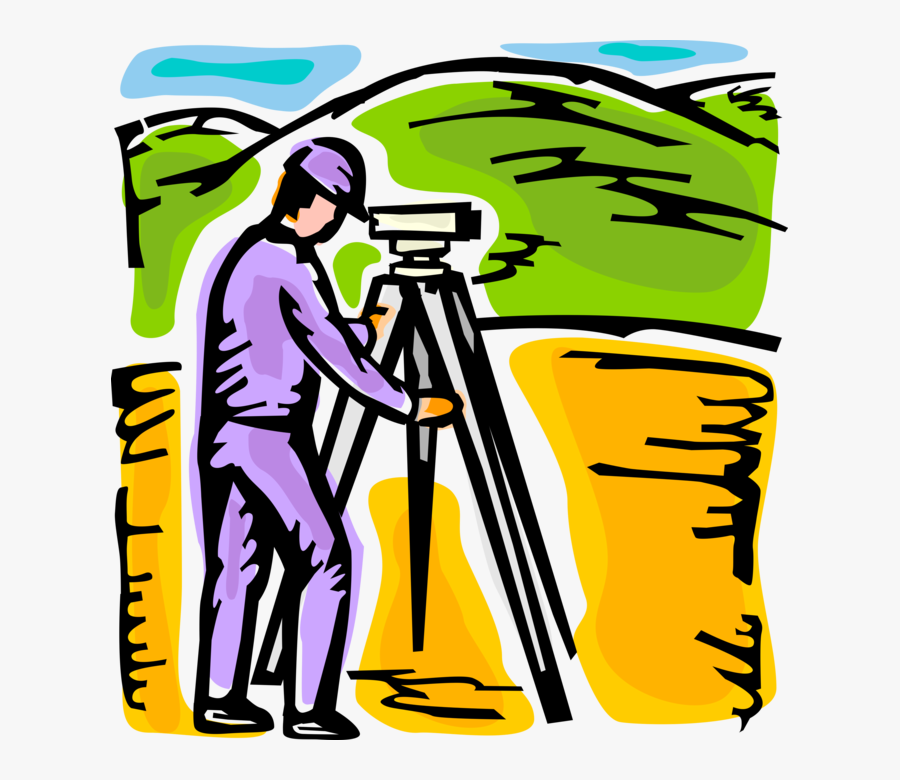 Vector Illustration Of Surveyor Theodolite Determines, Transparent Clipart