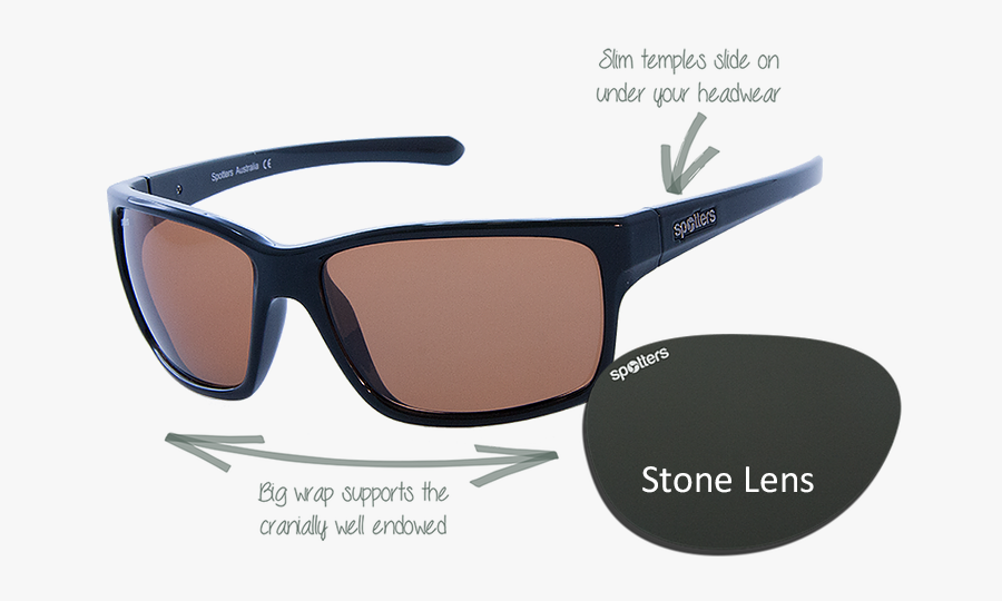 Spotters Sunglasses Grit Matt Black Frame With Stone - Sunglasses, Transparent Clipart