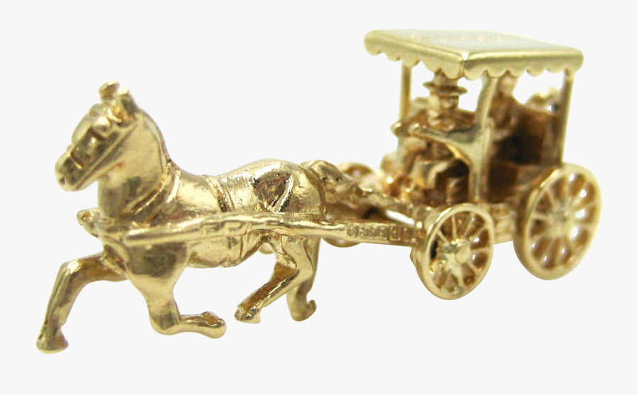 Vintage 9k Gold Bermuda Horse Drawn Carriage Travel - Chaise, Transparent Clipart