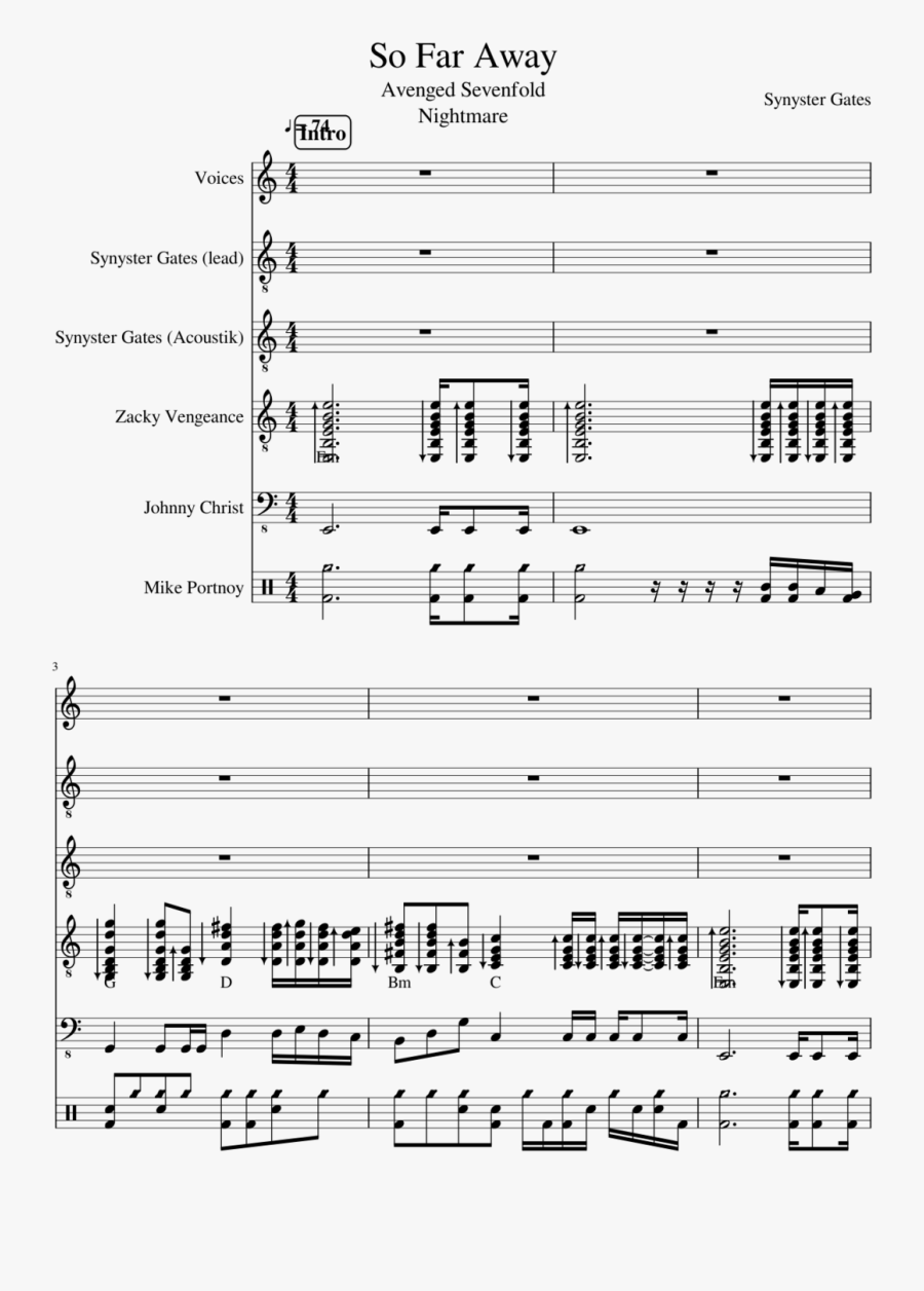 Transparent Avenged Sevenfold Png - Sheet Music, Transparent Clipart
