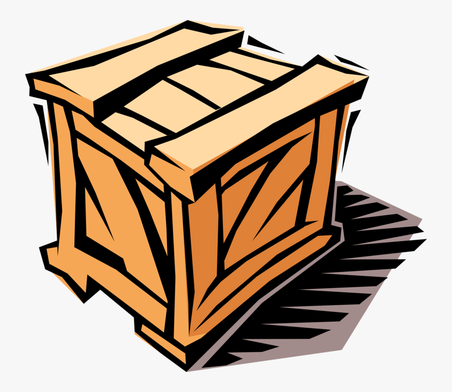 Vector Illustration Of Wooden Shipping Crate Box Shipment - Crate Clipart, Transparent Clipart