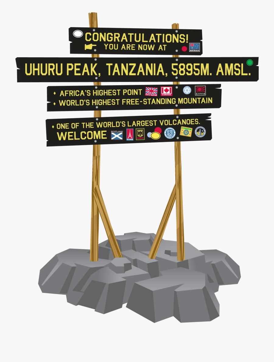 Kilimanjaro Mountain Clipart Sign, Transparent Clipart