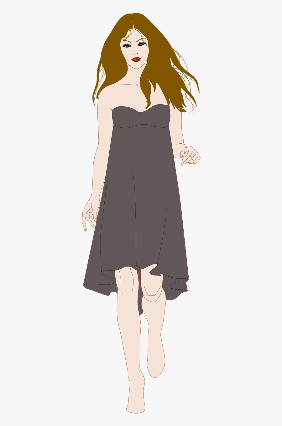 Girl Design Fashion Free Picture - Walking Woman In Front, Transparent Clipart