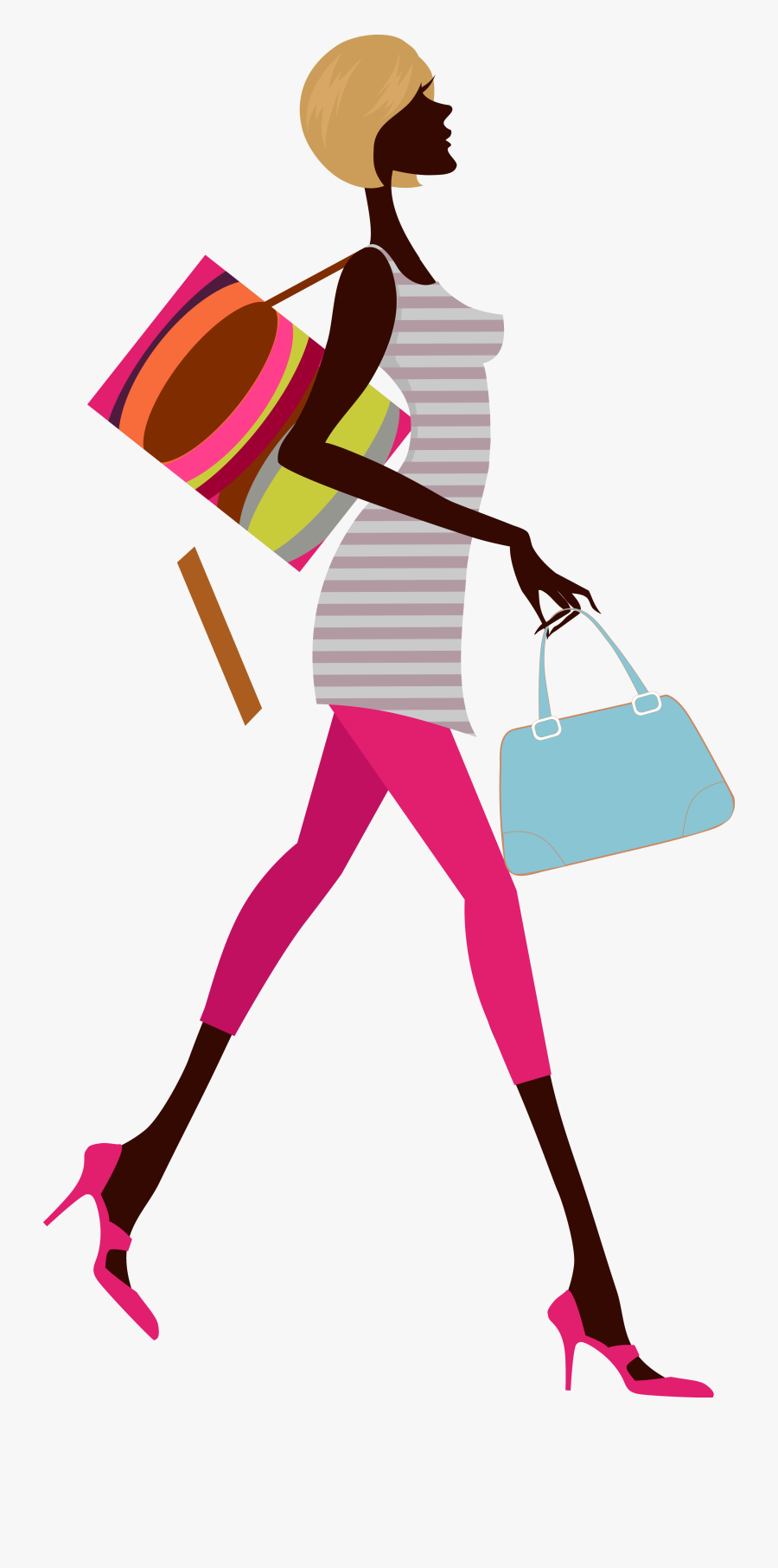 Fashion Woman A Carrying Bag - Woman Carrying Bag Vector, Transparent Clipart