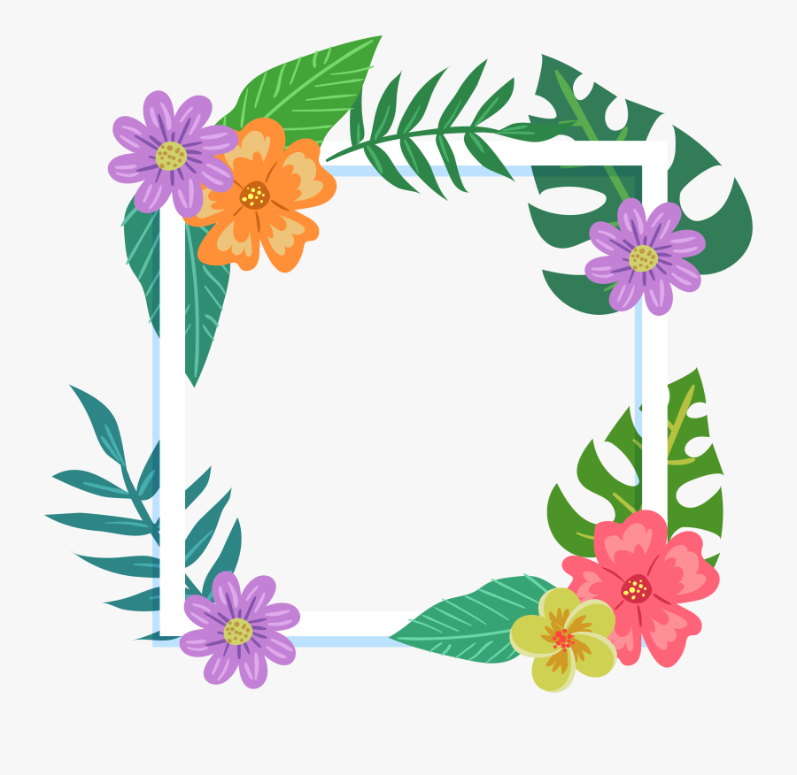Flower Picture Frame Tropics Film Frame - Colorful Flower Frame Png, Transparent Clipart