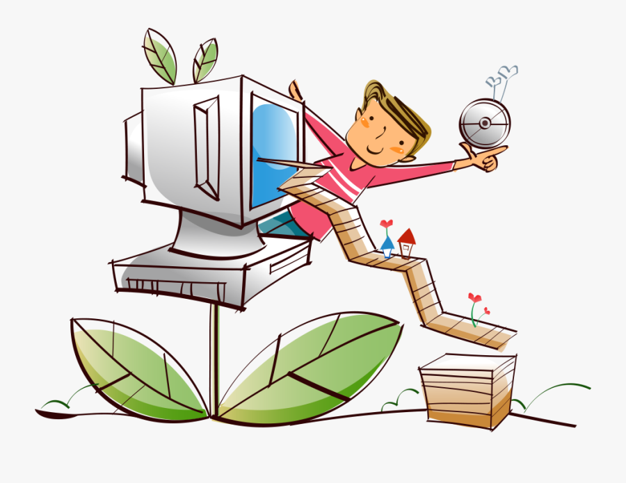 Monitors Royalty Free Clip Art Vector Cartoon - Tv And Computer Cartoon, Transparent Clipart