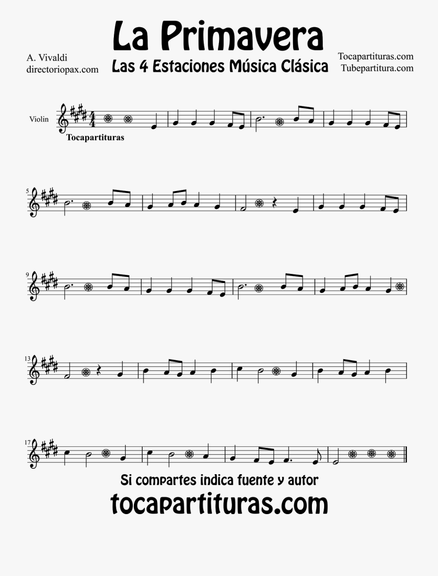 Primavera Antonio Vivaldi Partitura , Free Transparent Clipart ClipartKey
