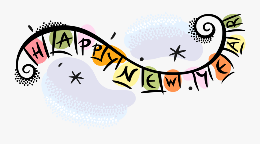 Vector Illustration Of New Year"s Celebration Banner - Cute Happy New Year Clipart, Transparent Clipart