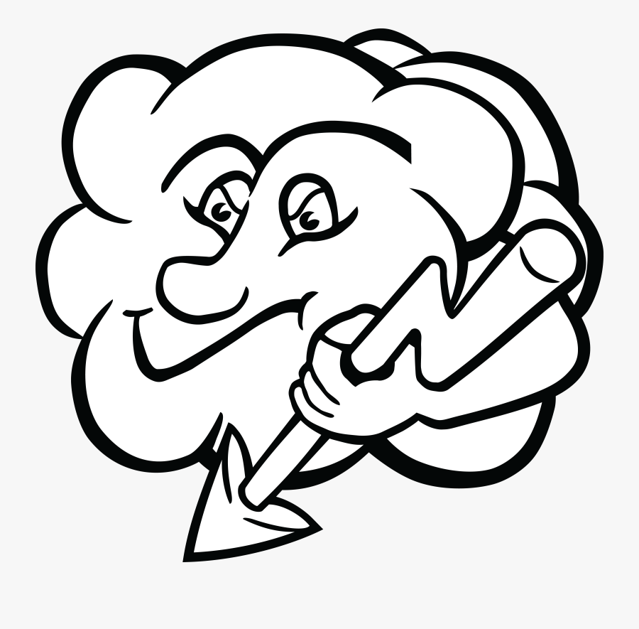 Free Clipart Of A Cloud Character Holding A Lightning - Blitz Mit Wolke, Transparent Clipart