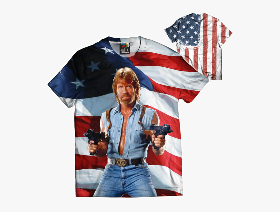 Trump American Flag Tshirt - Chuck Norris Back To Back World War Champs, Transparent Clipart