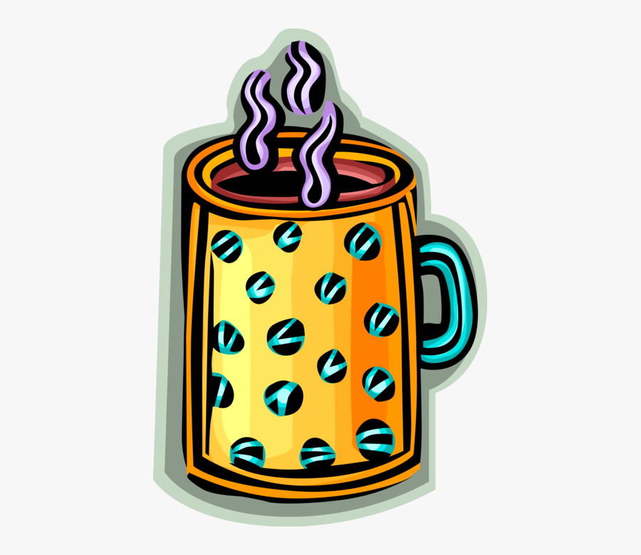 Vector Illustration Of Cup Of Hot Freshly Brewed Coffee, Transparent Clipart
