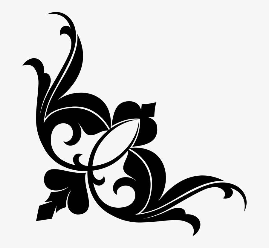 Plant,stencil,leaf - Flower Corner Line Art, Transparent Clipart