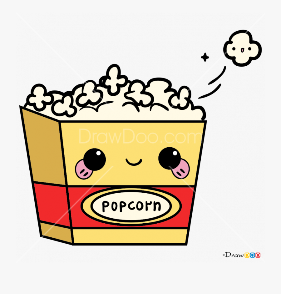 How To Draw A Popcorn Piece Cute Drawing Books - Kawaii Popcorn, Transparent Clipart