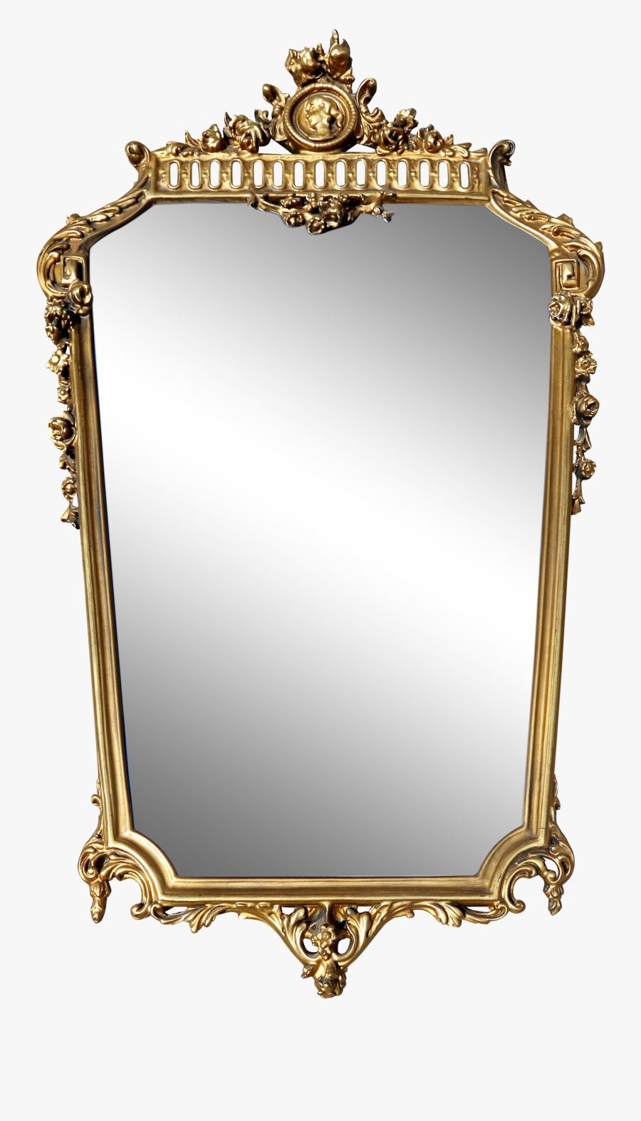 Vintage Tapered Gold Gilt Cameo Mirror On Chairish - Gold Vintage Mirrors Png, Transparent Clipart