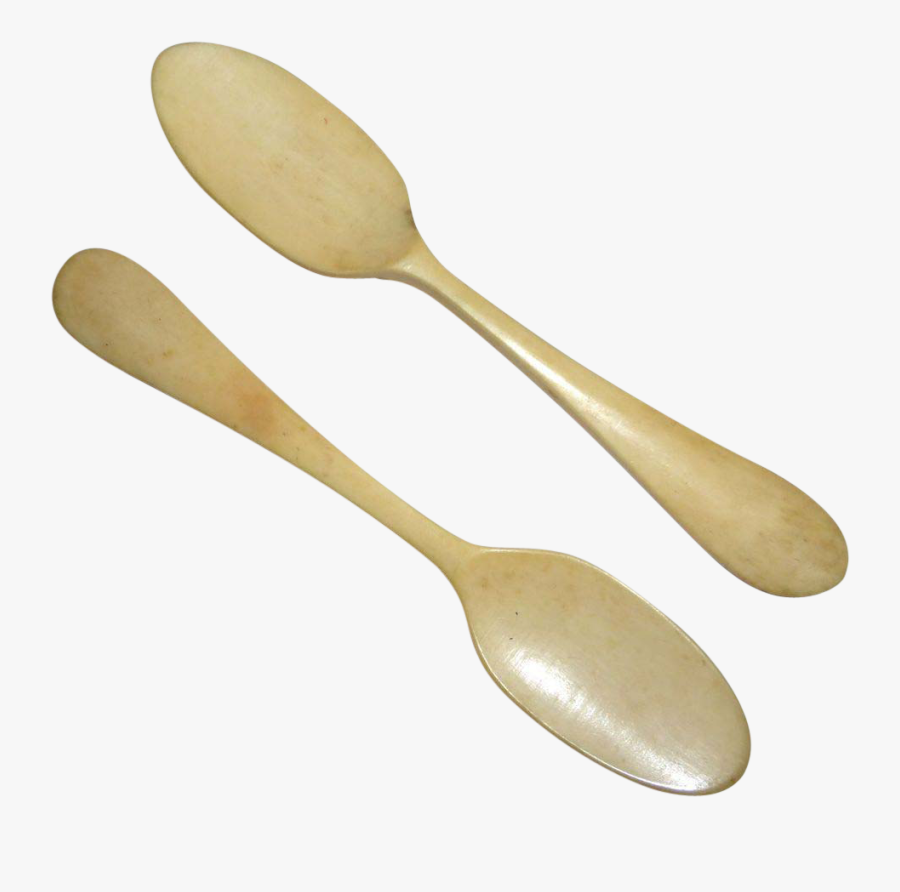 Vintage Pair Of Hand Carved Bone Spoons Clipart , Png - Wooden Spoon, Transparent Clipart