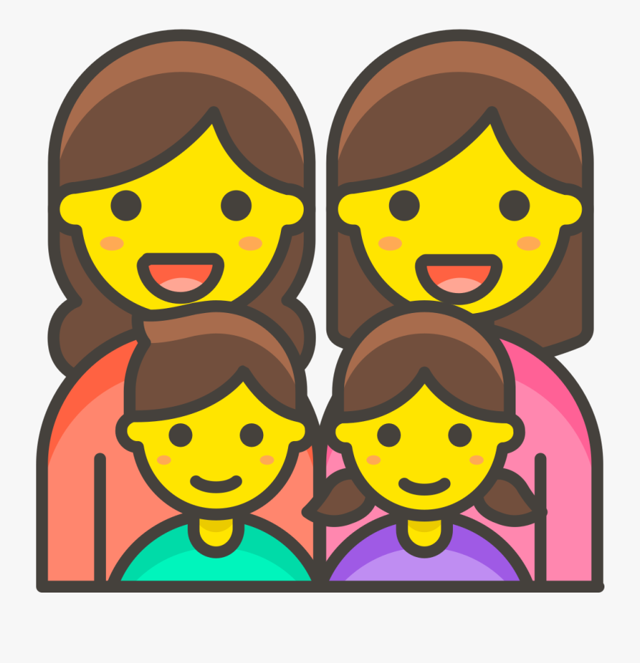 321 Family Woman Woman Girl Boy - Emoji Familia Png, Transparent Clipart