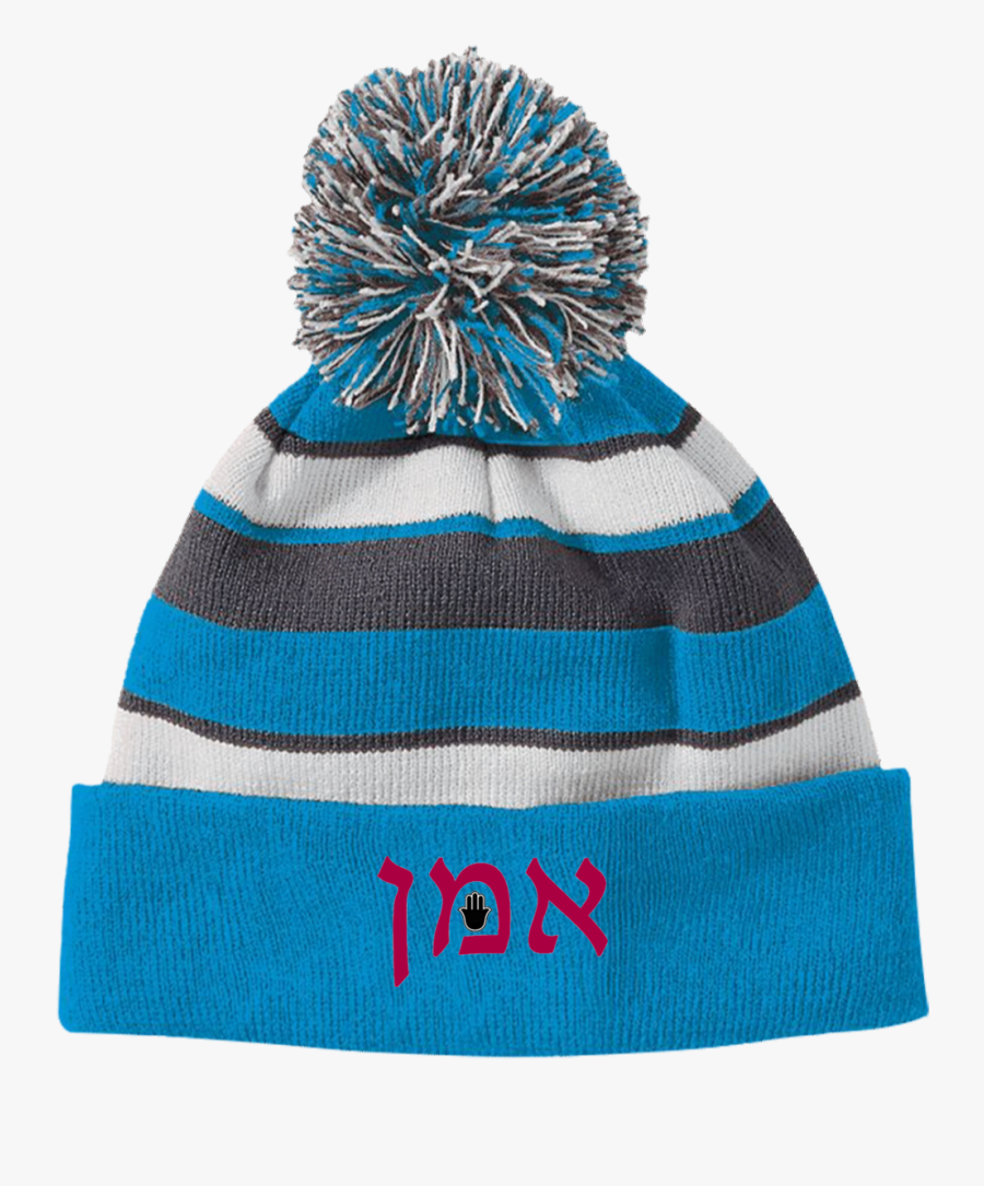 Amen Hebrew Embroidered Knit Fashion Striped Beanie - Beanie, Transparent Clipart