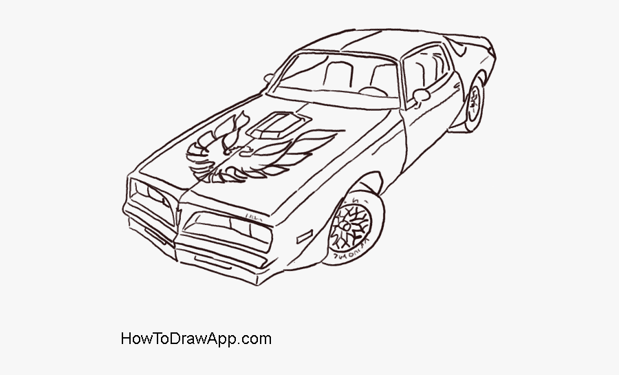 How To Draw A Pontiac Firebird Trans Am In Easy Steps - Trans Am Car Drawing, Transparent Clipart