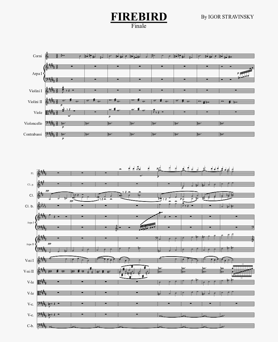 Clip Art Finale Igor Stravinsky Sheet - Firebird Partitura, Transparent Clipart