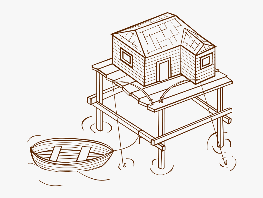 Stilt House Clip Art Black & White, Transparent Clipart