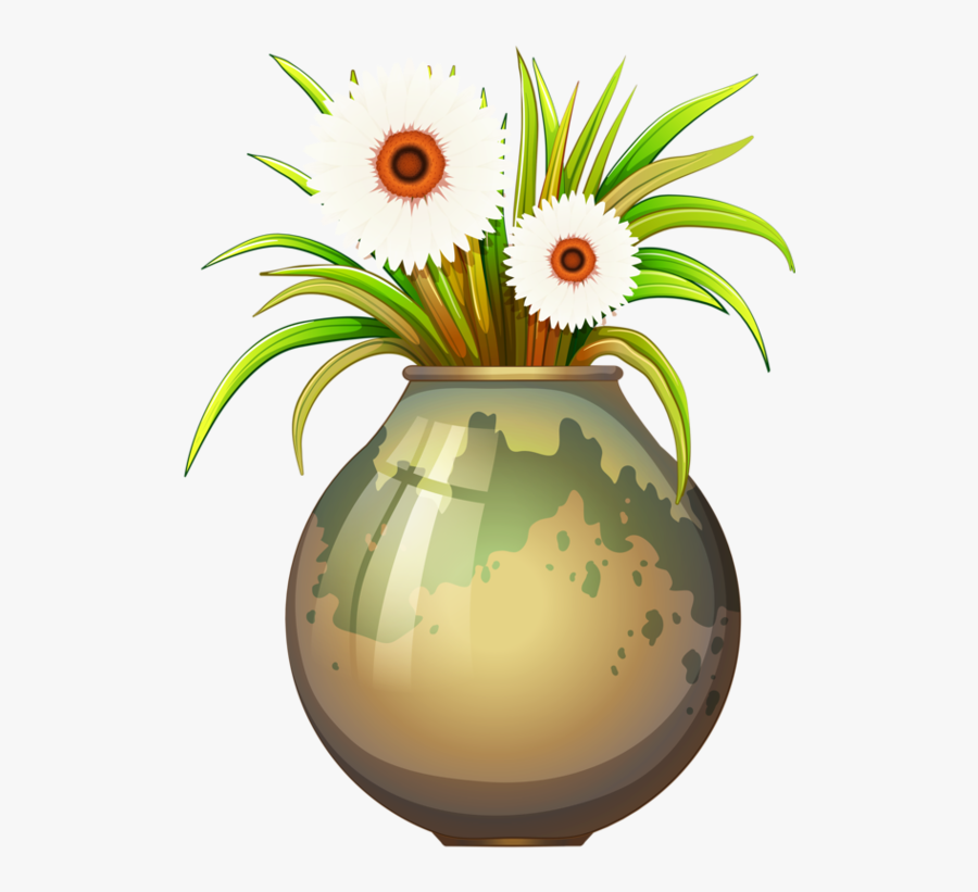 Vazoda Çiçek Çizimi, Transparent Clipart