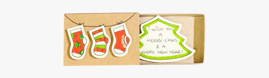 Three Christmas Socks Merry Christmas And Happy New - Новогодние Поделки Из Спичечного Коробка, Transparent Clipart
