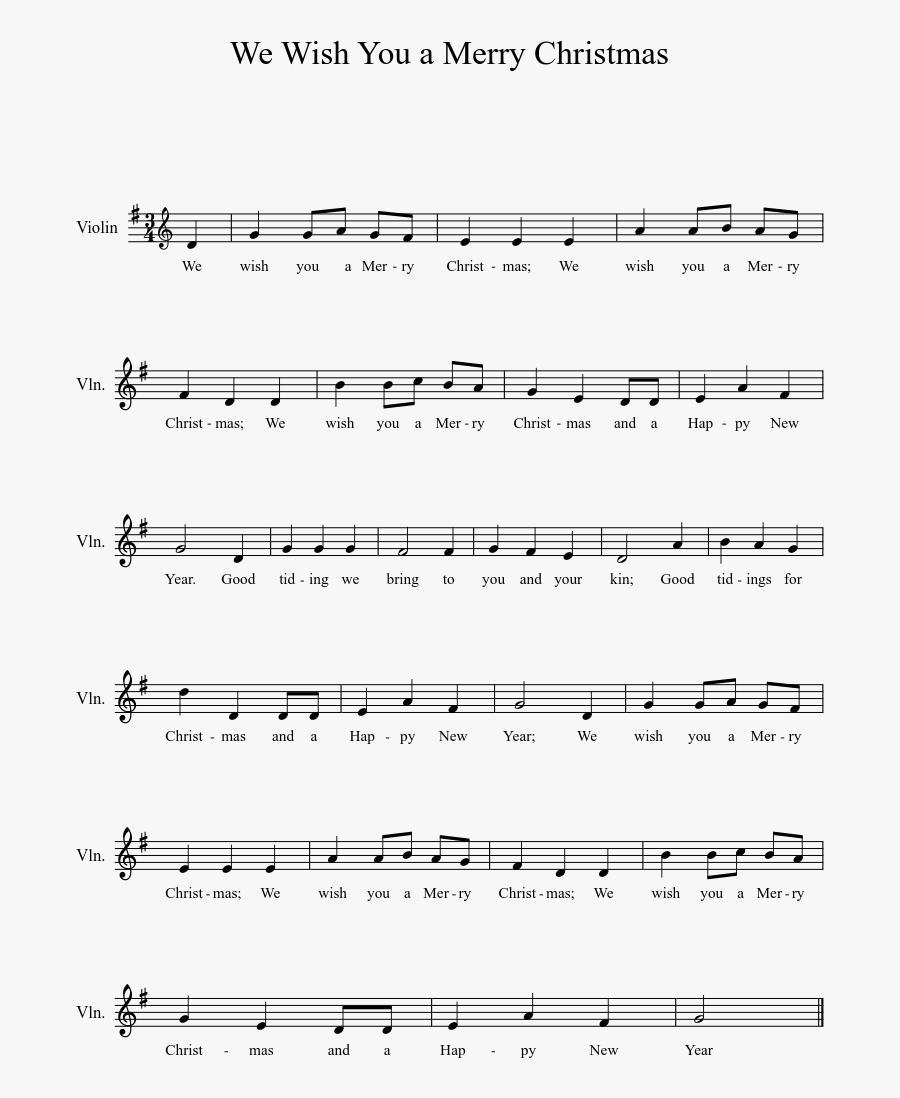 Music Sheet: Violin We Wish You A Merry Christmas Sheet Music
