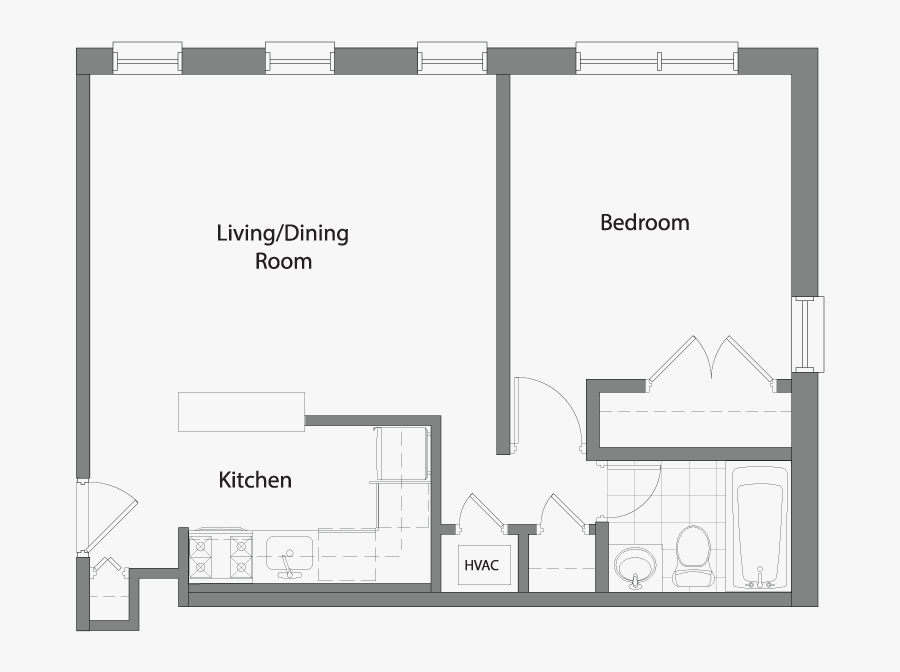 Plan Clipart Floor Plan - 460 Sq Ft 1 Bedroom Apartment Floor Plans, Transparent Clipart