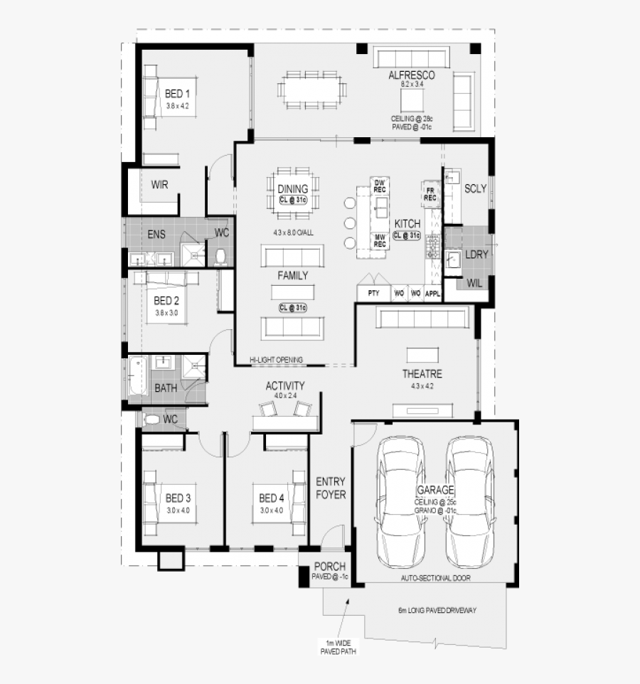 Clip Art Floor Plan With Furniture - House Plan, Transparent Clipart