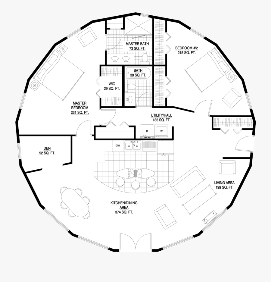 2 Bedroom Yurt Floor Plans, Transparent Clipart