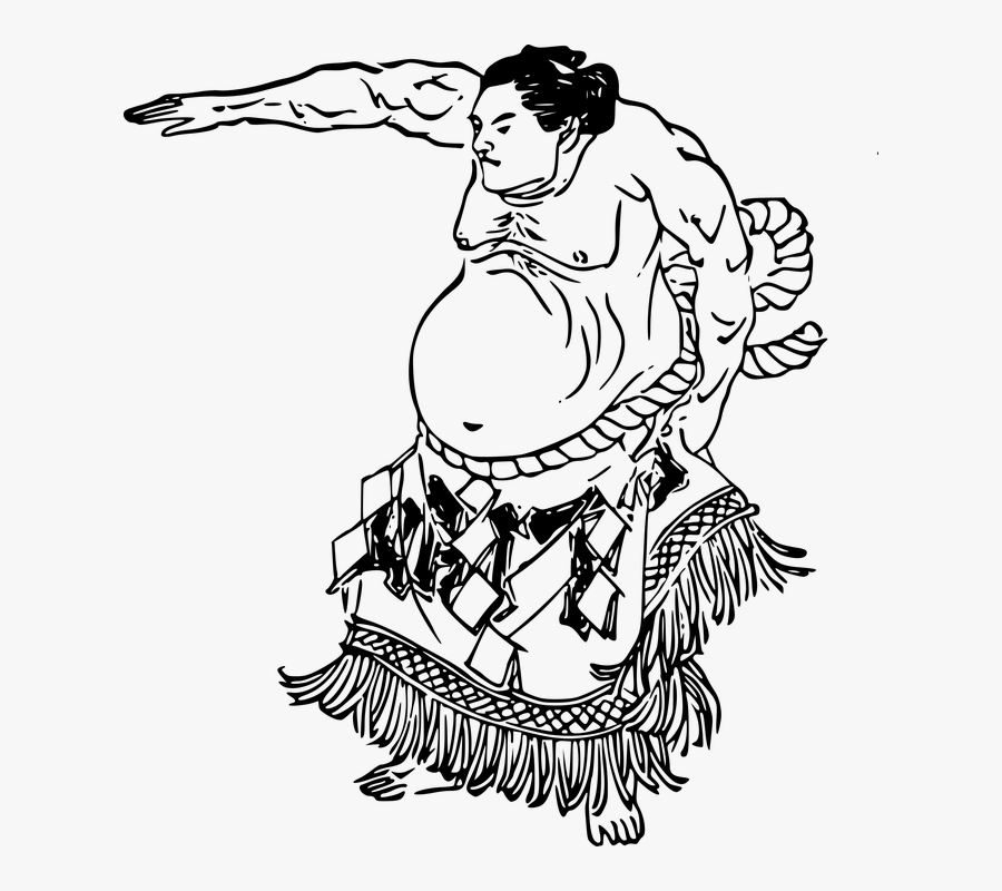 Japan Sport Sumo Wrestler Wrestling - Sumo Wrestler Drawing, Transparent Clipart