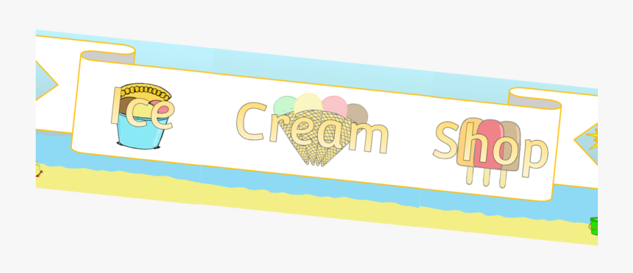 Transparent Ice Cream Shop Clipart - Banner, Transparent Clipart