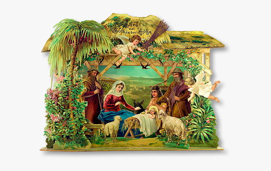Vintage Christmas Nativity - Christmas Belen Pop Up , Free Transparent