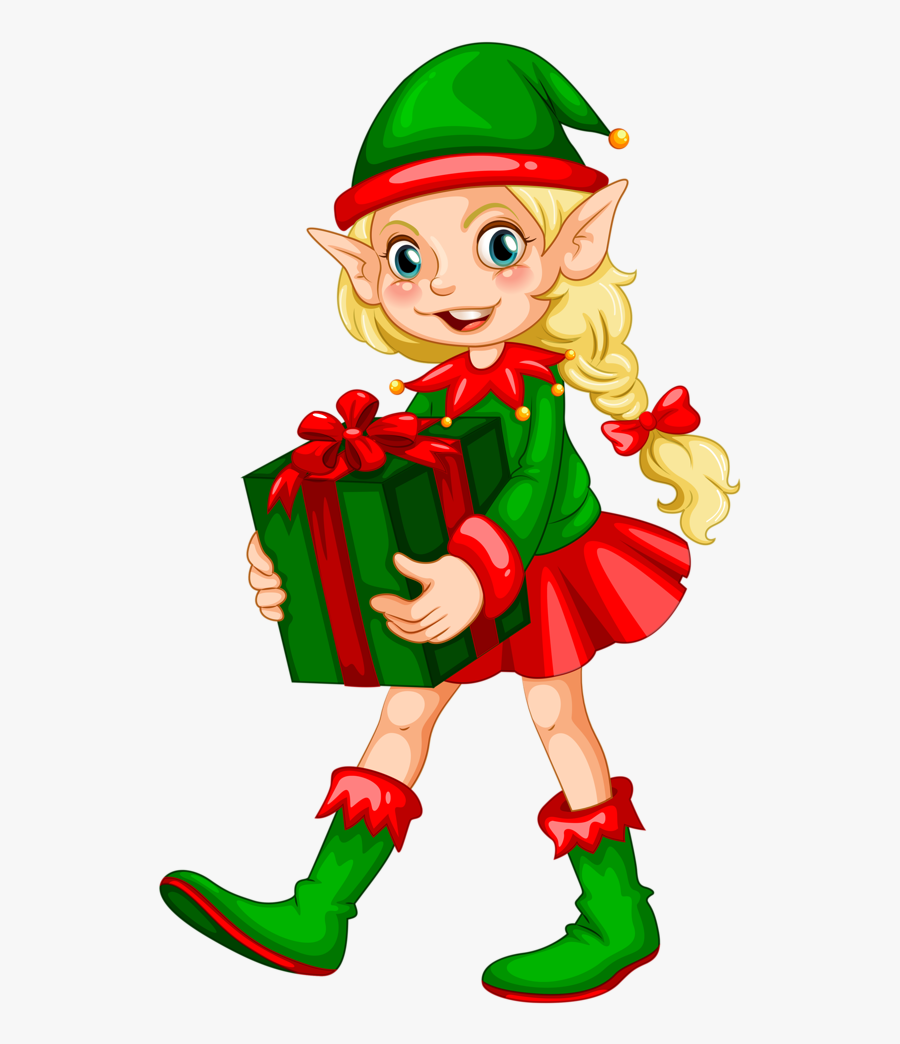 Transparent Elf Png - Female Christmas Elf Cartoon, Transparent Clipart