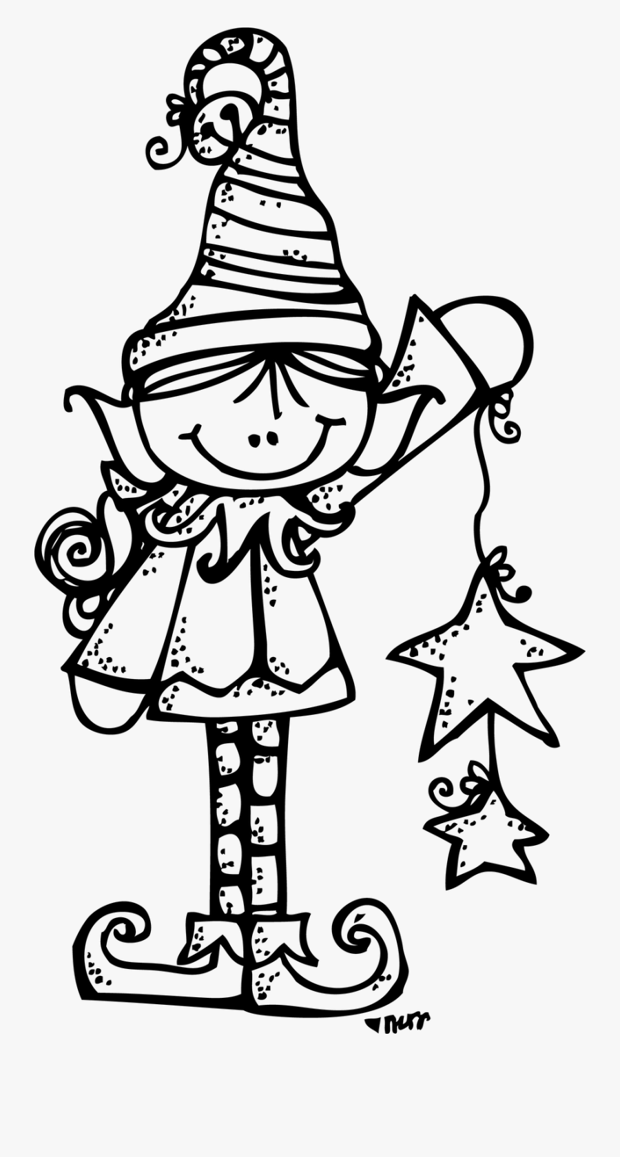 Melonheadz Boy Elf Png Black And White - Melonheadz Christmas Clipart Black And White, Transparent Clipart