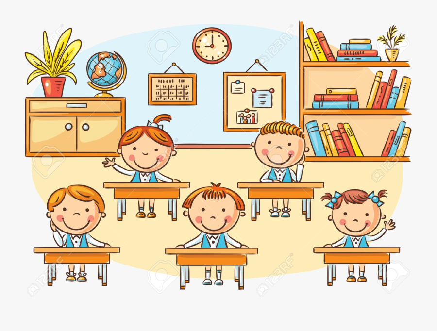 Classroom Free Clipart Transparent Png - Student In Class Cartoon, Transparent Clipart