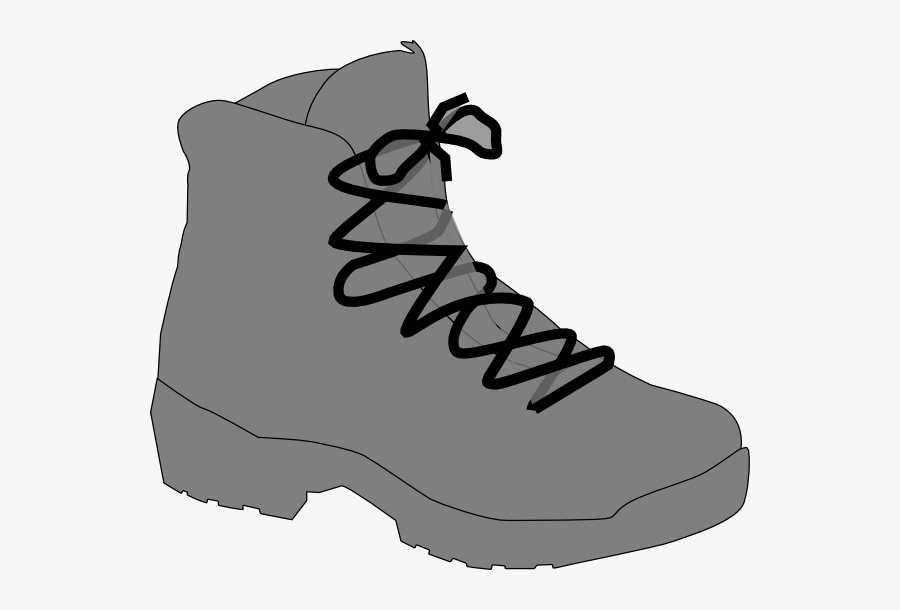 Grey Boot Clip Art - Hiking Boots Clip Art Black And White, Transparent Clipart