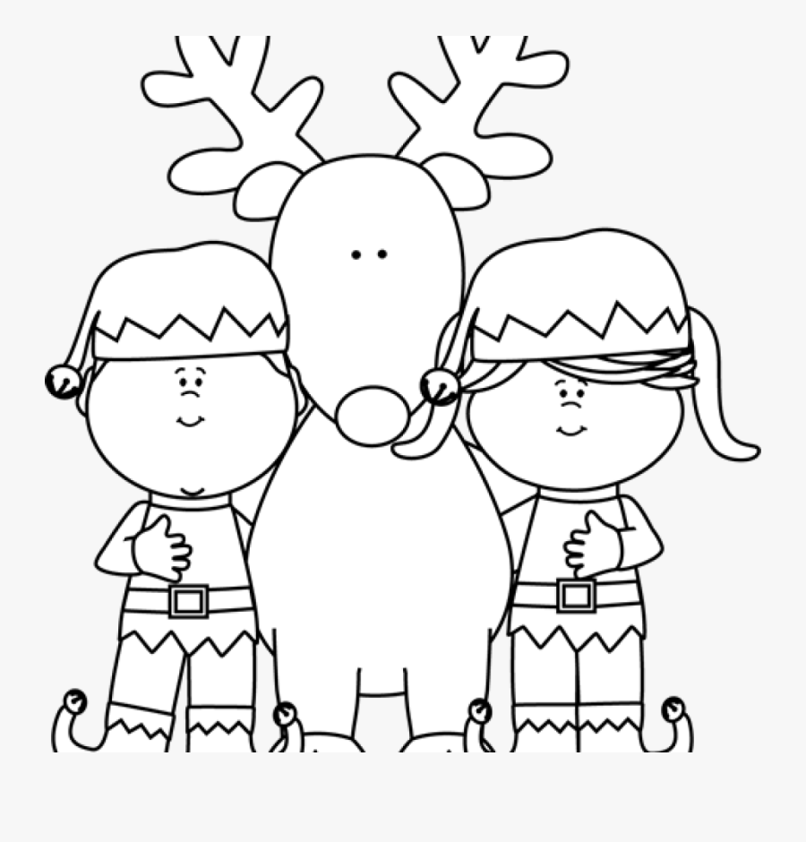 Free Download Elves With - Santa Reindeer Clipart Black And White, Transparent Clipart