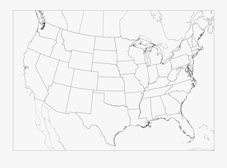 Transparent Palm Sunday Clip Art - Color Outline United States Map, Transparent Clipart